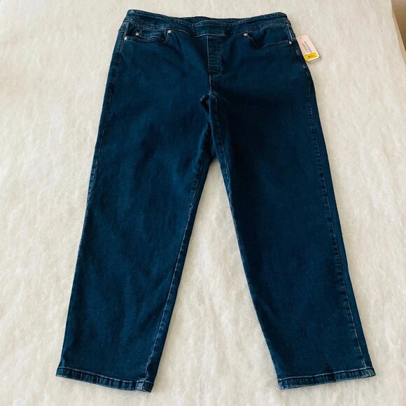 NWT Allison Daley Womens Denim Blue Medium Wash Slim Straight Jeans Size 18S - Picture 1 of 10